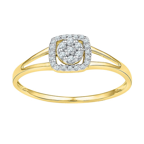 10kt Yellow Gold Womens Round Diamond Square Frame Cluster Ring 1/10 Cttw 100438 - shirin-diamonds