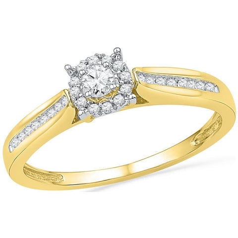 10kt Yellow Gold Womens Round Diamond Solitaire Bridal Wedding Engagement Ring 1/6 Cttw 100460 - shirin-diamonds