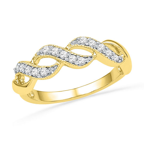 10kt Yellow Gold Womens Round Diamond Crossover Band Ring 1/5 Cttw 100535 - shirin-diamonds