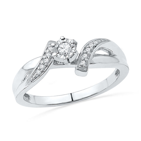 10kt White Gold Womens Round Diamond Solitaire Promise Bridal Ring 1/10 Cttw 100563 - shirin-diamonds
