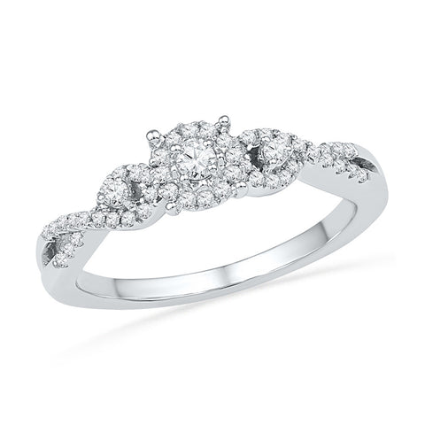 10kt White Gold Womens Round Diamond Solitaire Halo Twist Bridal Wedding Engagement Ring 1/4 Cttw 100572 - shirin-diamonds