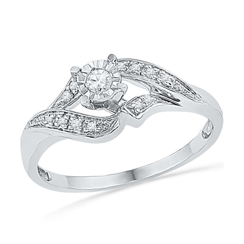 10kt White Gold Womens Round Diamond Solitaire Bridal Wedding Engagement Ring 1/6 Cttw 100706 - shirin-diamonds