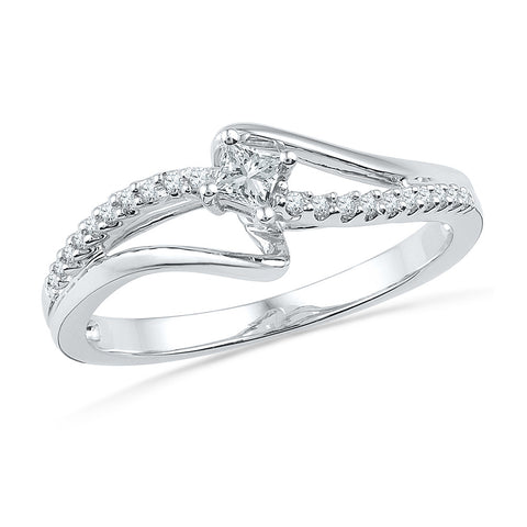 10kt White Gold Womens Round Diamond Solitaire Promise Bridal Ring 1/6 Cttw 100710 - shirin-diamonds