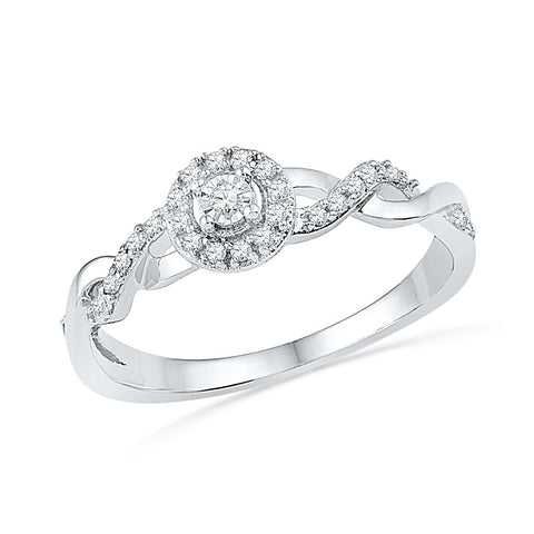 10kt White Gold Womens Round Diamond Solitaire Twist Woven Promise Bridal Ring 1/6 Cttw 100711 - shirin-diamonds