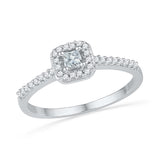 10kt White Gold Womens Princess Diamond Solitaire Square Halo Bridal Wedding Engagement Ring 1/4 Cttw 100714 - shirin-diamonds
