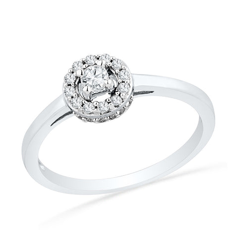 10kt White Gold Womens Round Diamond Solitaire Halo Promise Bridal Ring 1/4 Cttw 100724 - shirin-diamonds