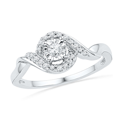 10kt White Gold Womens Round Diamond Solitaire Twist Promise Bridal Ring 1/6 Cttw 100738 - shirin-diamonds