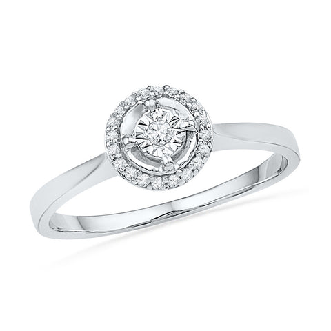 10kt White Gold Womens Round Diamond Solitaire Halo Bridal Wedding Engagement Ring 1/12 Cttw 100744 - shirin-diamonds