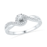 10kt White Gold Womens Round Diamond Solitaire Swirl Promise Bridal Ring 1/5 Cttw 100749 - shirin-diamonds