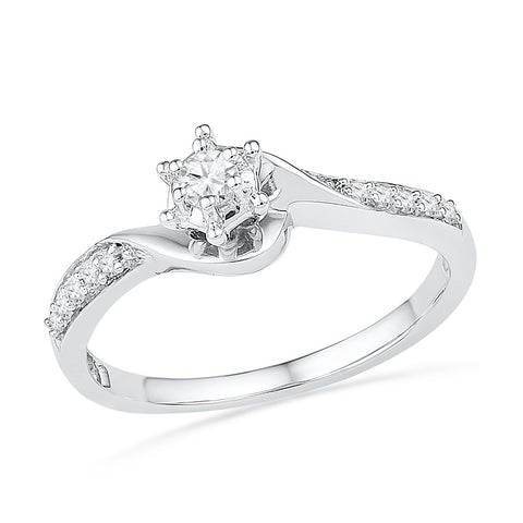 10kt White Gold Womens Round Diamond Solitaire Bridal Wedding Engagement Ring 1/6 Cttw 100756 - shirin-diamonds