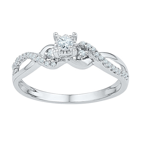10kt White Gold Womens Round Diamond Solitaire Crossover Promise Bridal Ring 1/4 Cttw 100759 - shirin-diamonds