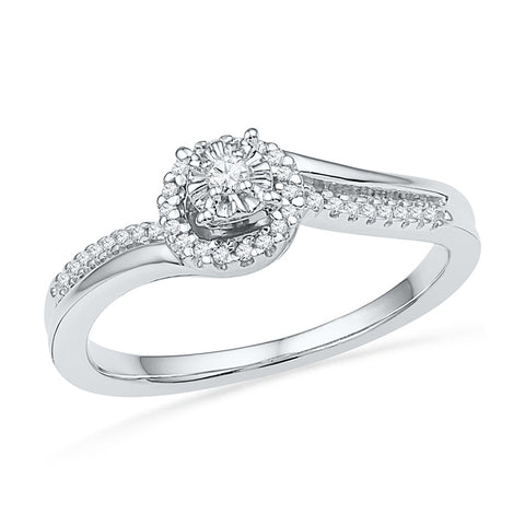 10kt White Gold Womens Round Diamond Solitaire Halo Bridal Wedding Engagement Ring 1/6 Cttw 100763 - shirin-diamonds