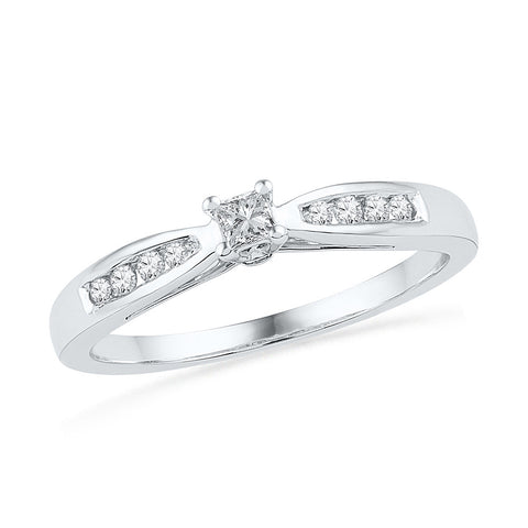 10kt White Gold Womens Round Diamond Solitaire Promise Bridal Ring 1/5 Cttw 100768 - shirin-diamonds