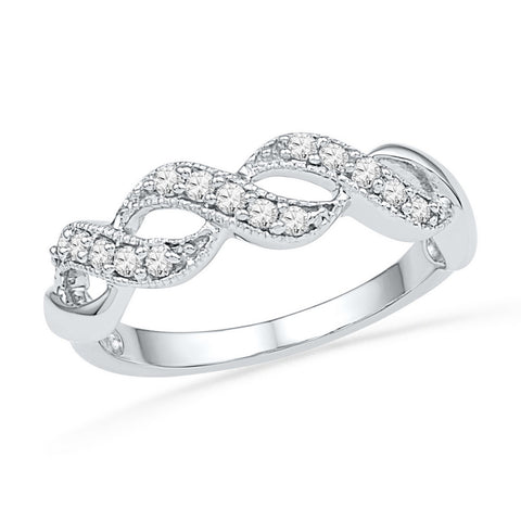 10kt White Gold Womens Round Diamond Crossover Band Ring 1/5 Cttw 100891 - shirin-diamonds