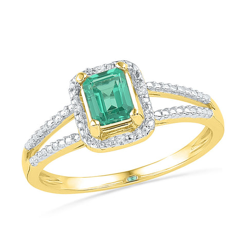 10kt Yellow Gold Womens Lab-Created Emerald Solitaire Diamond Split-shank Ring 1-1/2 Cttw 101193 - shirin-diamonds