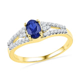 10kt Yellow Gold Womens Oval Lab-Created Blue Sapphire Solitaire Diamond Ring 1.00 Cttw 101209 - shirin-diamonds