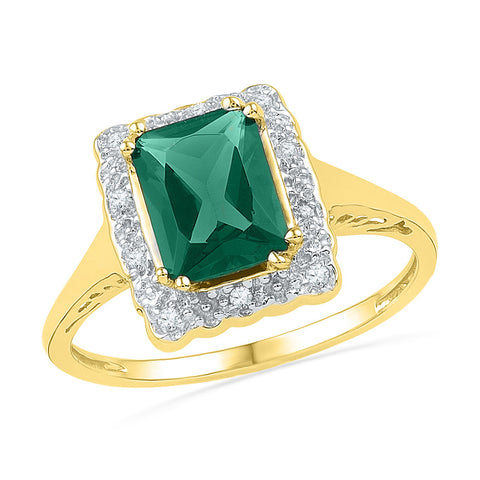 10kt Yellow Gold Womens Emerald Lab-Created Emerald Solitaire Ring 1-3/4 Cttw 101214 - shirin-diamonds