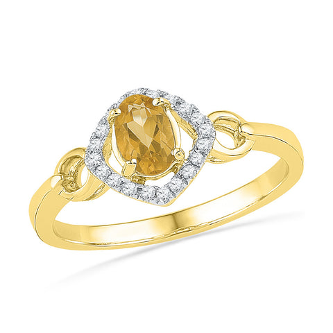 10kt Yellow Gold Womens Oval Lab-Created Citrine Solitaire Diamond Ring 1/2 Cttw 101229 - shirin-diamonds