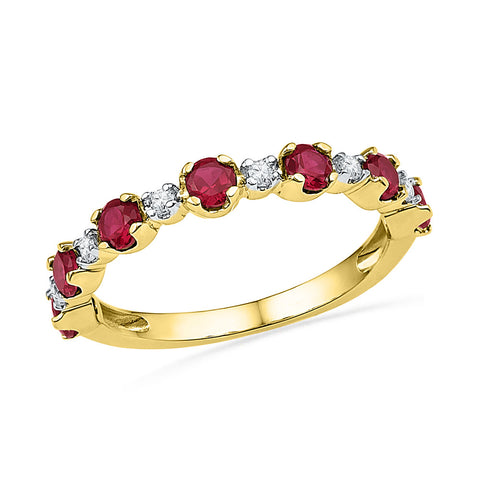10kt Yellow Gold Womens Round Lab-Created Ruby Band Ring 1-1/10 Cttw 101238 - shirin-diamonds