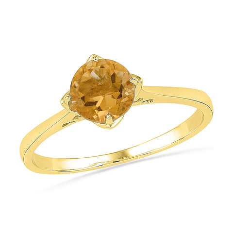 10kt Yellow Gold Womens Round Lab-Created Citrine Solitaire Ring 3/4 Cttw 101276 - shirin-diamonds