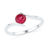 Sterling Silver Womens Round Lab-Created Ruby Solitaire Ring 3/4 Cttw 101279 - shirin-diamonds