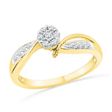 10kt Yellow Gold Womens Round Diamond Cluster Bridal Wedding Engagement Ring 1/5 Cttw 101321 - shirin-diamonds