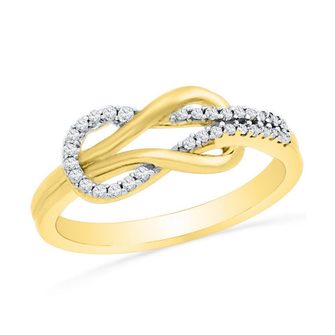 10kt Yellow Gold Womens Round Diamond Double Lasso Infinity Ring 1/6 Cttw 101372 - shirin-diamonds