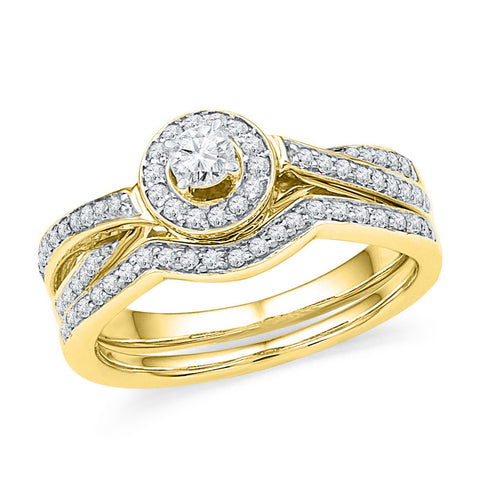 10k Yellow Gold Womens Round Diamond Bridal Wedding Engagement Ring Band Set 1/2 Cttw 101423 - shirin-diamonds