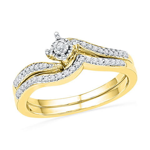 10kt Yellow Gold Womens Round Diamond Bridal Wedding Engagement Ring Band Set 1/5 Cttw 101453 - shirin-diamonds