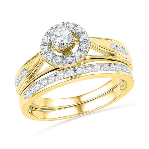 10kt Yellow Gold Womens Round Diamond Bridal Wedding Engagement Ring Band Set 1/2 Cttw 101456 - shirin-diamonds