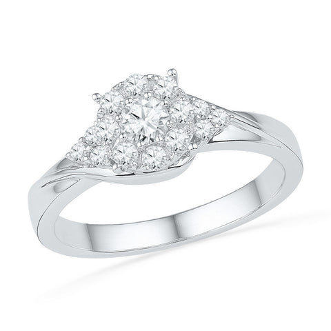 10kt Yellow Gold Womens Round Diamond Cluster Bridal Wedding Engagement Ring 1/2 Cttw 101481 - shirin-diamonds