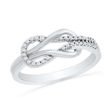 10kt White Gold Womens Round Diamond Double Lasso Infinity Ring 1/6 Cttw 101527 - shirin-diamonds