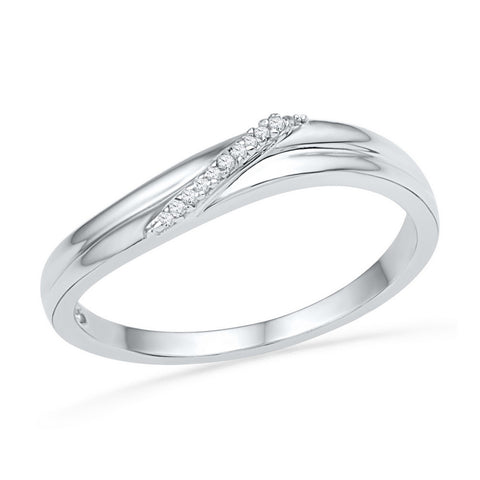 10kt White Gold Womens Round Diamond Simple Single Row Band Ring .03 Cttw 101544 - shirin-diamonds