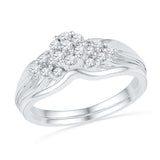 10k White Gold Womens Round Diamond Cluster Bridal Wedding Engagement Ring Band Set 1/3 Cttw 101565 - shirin-diamonds
