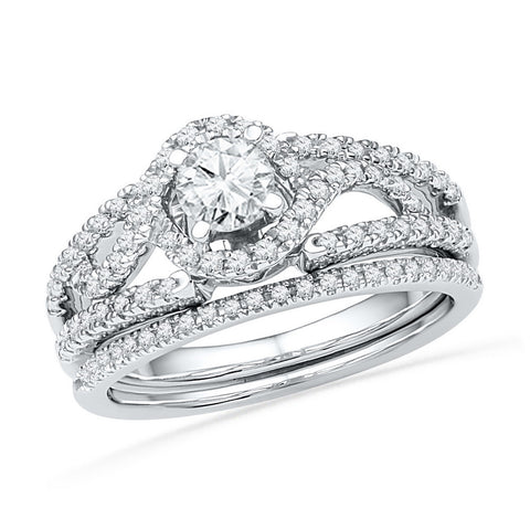 14kt White Gold Womens Round Diamond Bridal Wedding Engagement Ring Band Set 3/4 Cttw 101582 - shirin-diamonds