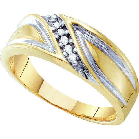 10kt Yellow Gold Mens Round Diamond Band Wedding Anniversary Ring 1/10 Cttw 10173 - shirin-diamonds