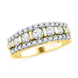 10kt Yellow Gold Womens Round Channel-set Diamond Striped Band Ring 1.00 Cttw 101743 - shirin-diamonds