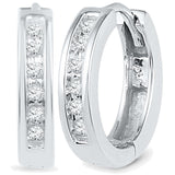 10kt White Gold Womens Round Diamond Hoop Earrings 1/8 Cttw 101747 - shirin-diamonds