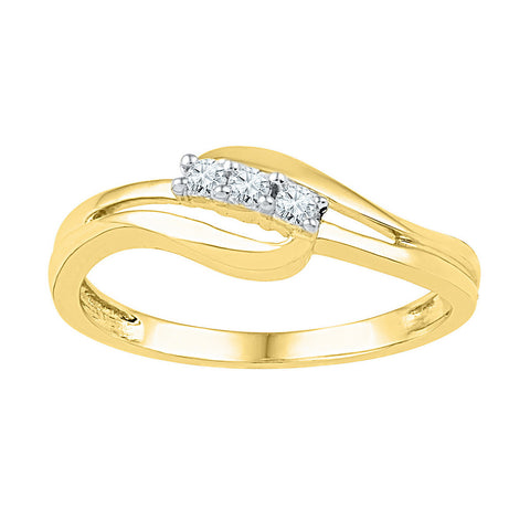 10kt Yellow Gold Womens Round Diamond 3-stone Bridal Wedding Engagement Ring 1/10 Cttw 101761 - shirin-diamonds