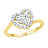 10kt Yellow Gold Womens Round Diamond Framed Heart Cluster Ring 1/3 Cttw 101783 - shirin-diamonds