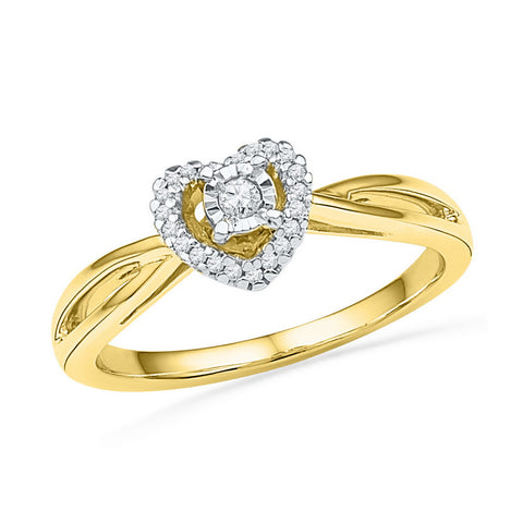 10kt Yellow Gold Womens Round Diamond Heart Love Solitaire Ring 1/8 Cttw 101803 - shirin-diamonds