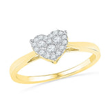 10kt Yellow Gold Womens Round Diamond Simple Heart Cluster Ring 1/6 Cttw 101808 - shirin-diamonds