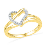 10kt Yellow Gold Womens Round Diamond Heart Outline Ring 1/20 Cttw 101812 - shirin-diamonds