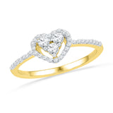 10kt Yellow Gold Womens Round Diamond Slender Framed Heart Cluster Ring 1/4 Cttw 101817 - shirin-diamonds