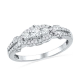 10kt White Gold Womens Round Diamond 3-stone Bridal Wedding Engagement Ring 1/2 Cttw 101850 - shirin-diamonds