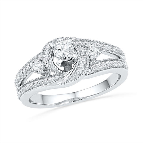 10k White Gold Womens Round Diamond Bridal Wedding Engagement Anniversary Ring 1/2 Cttw 101856 - shirin-diamonds