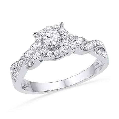 10kt White Gold Womens Round Diamond Solitaire Twist Bridal Wedding Engagement Ring 1/2 Cttw 101858 - shirin-diamonds