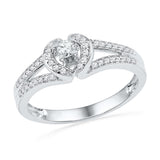 10kt White Gold Womens Round Diamond Heart Love Promise Bridal Ring 1/4 Cttw 101860 - shirin-diamonds
