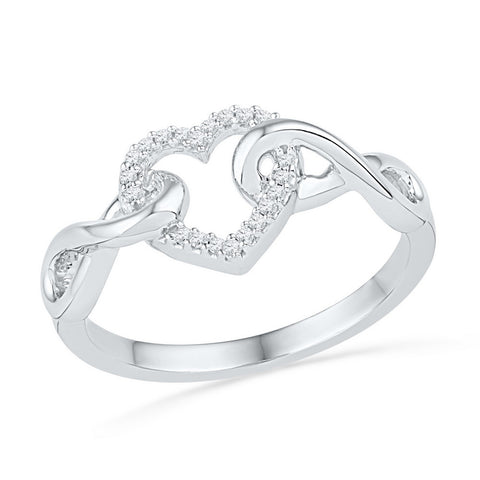10kt White Gold Womens Round Diamond Infinity Twist Heart Ring 1/10 Cttw 101881 - shirin-diamonds