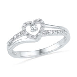 10kt White Gold Womens Round Diamond Heart Love Promise Bridal Ring 1/20 Cttw 101883 - shirin-diamonds